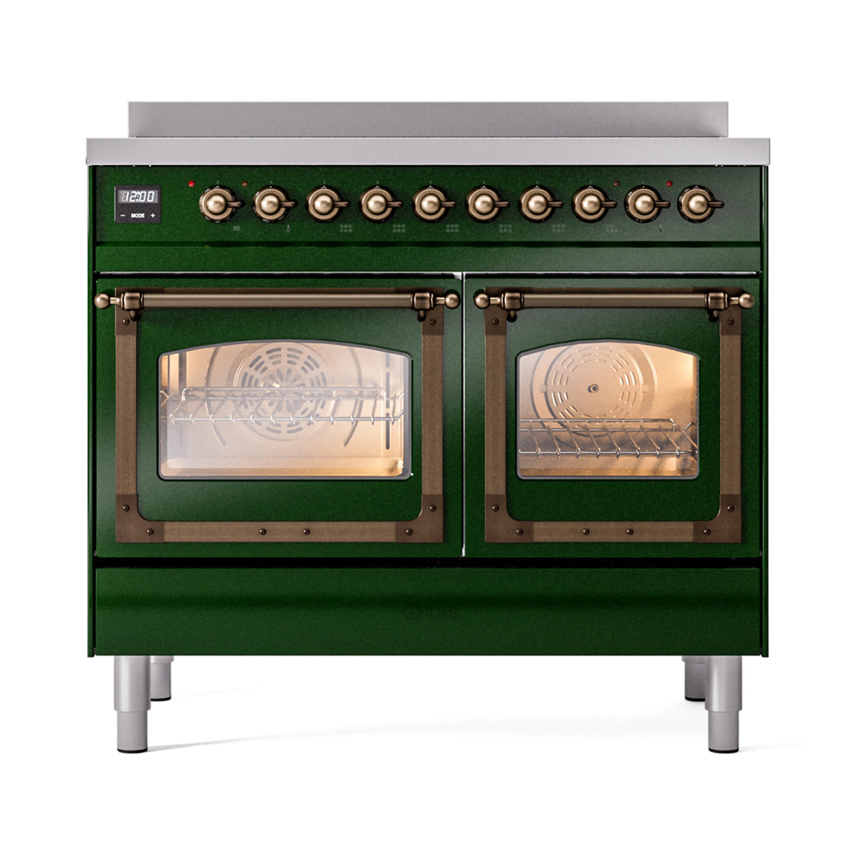 ILVE Nostalgie II Noblesse 40-Inch Induction Range, Triple Glass Door, Emerald Green with Burnished Bronze Trim (UNDI406NMPEGB)