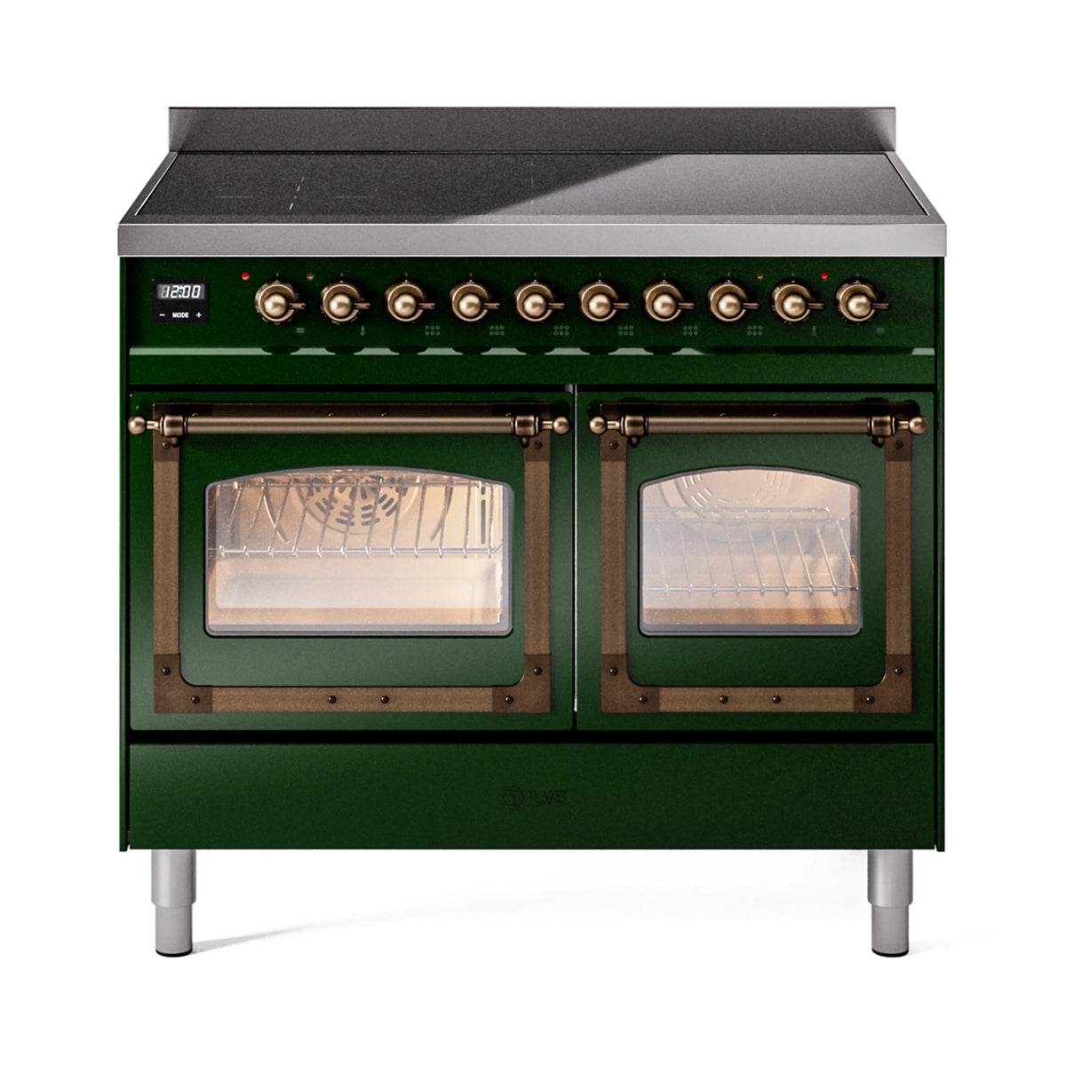 ILVE Nostalgie II Noblesse 40-Inch Induction Range, Triple Glass Door, Emerald Green with Burnished Bronze Trim (UNDI406NMPEGB)