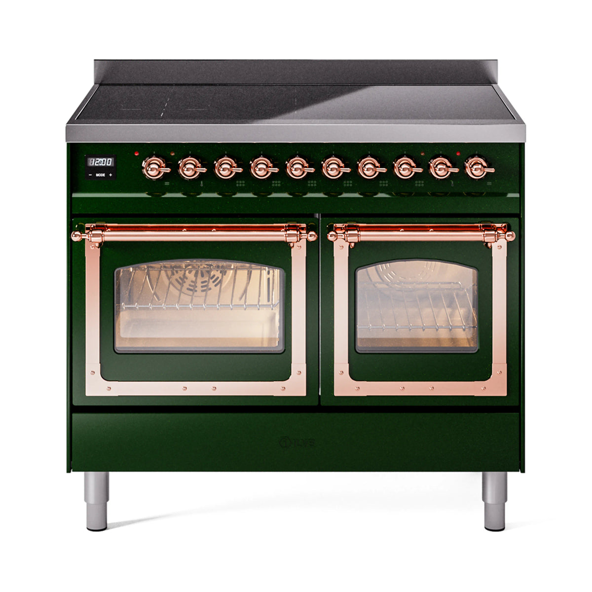 ILVE Nostalgie II Noblesse 40-Inch Induction Range, Triple Glass Door, Emerald Green with Copper Trim (UNDI406NMPEGP)