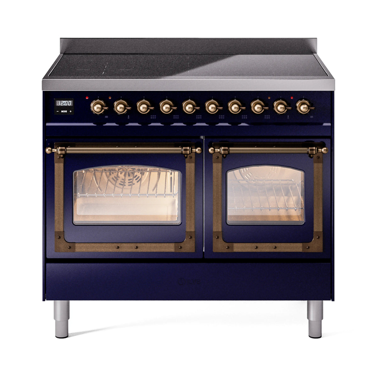 ILVE Nostalgie II Noblesse 40-Inch Induction Range, Triple Glass Door, Midnight Blue with Burnished Bronze Trim (UNDI406NMPMBB)