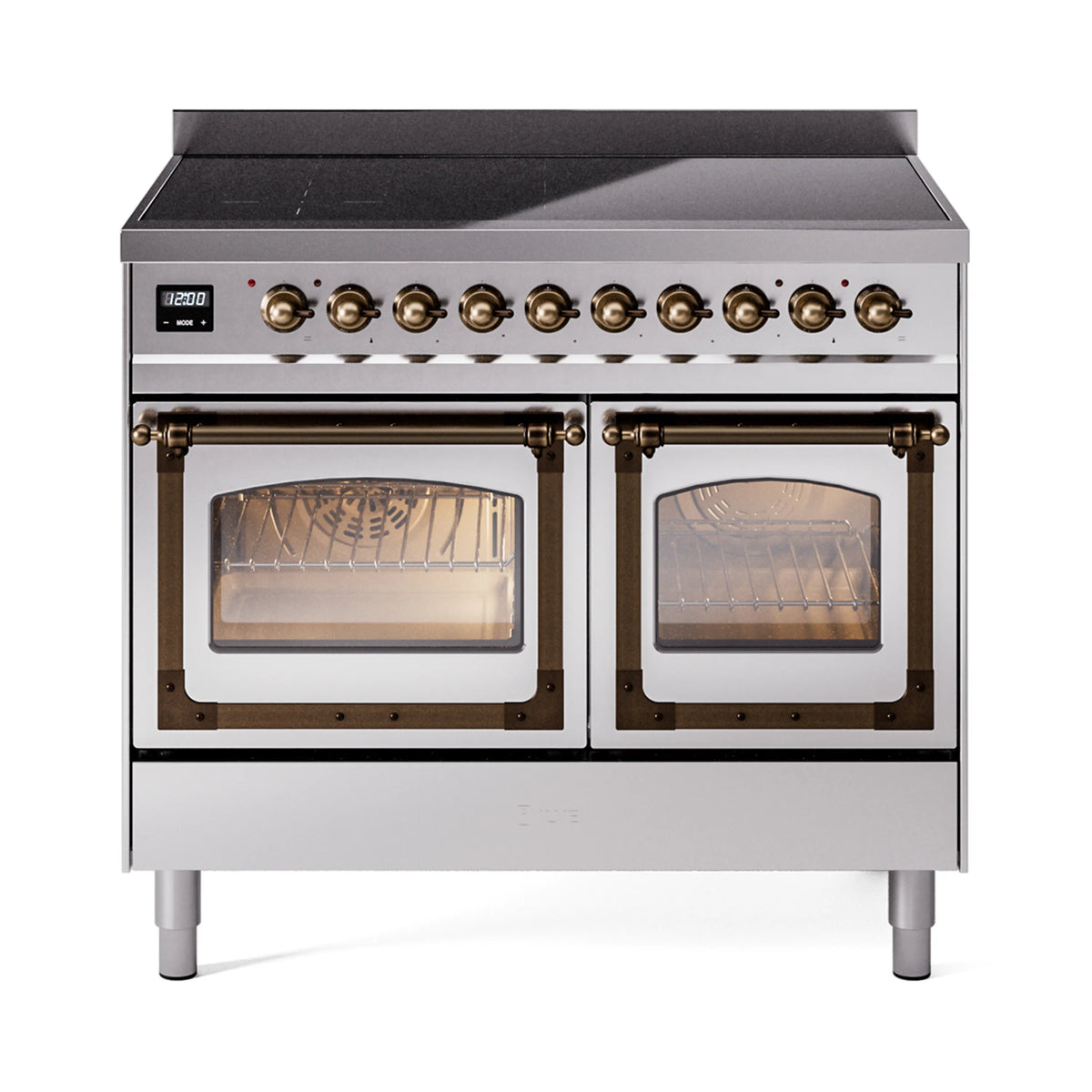 ILVE Nostalgie II Noblesse 40-Inch Induction Range, Triple Glass Door, Stainless Steel with Burnished Bronze Trim (UNDI406NMPSSB)