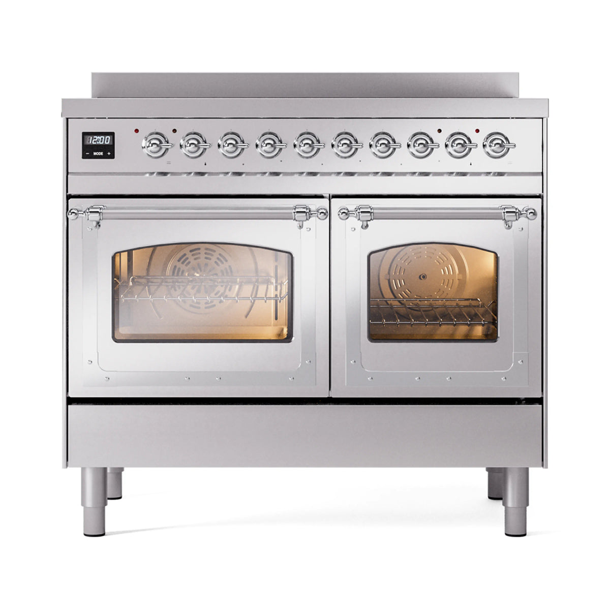 ILVE Nostalgie II Noblesse 40-Inch Induction Range, Triple Glass Door, Stainless Steel with Chrome Trim (UNDI406NMPSSC)