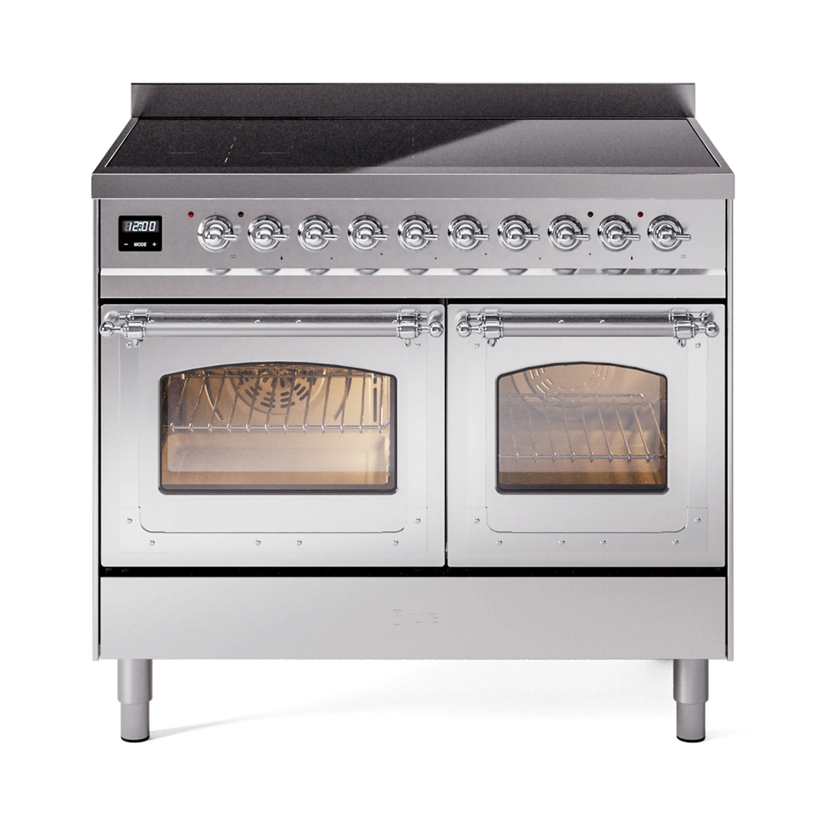 ILVE Nostalgie II Noblesse 40-Inch Induction Range, Triple Glass Door, Stainless Steel with Chrome Trim (UNDI406NMPSSC)