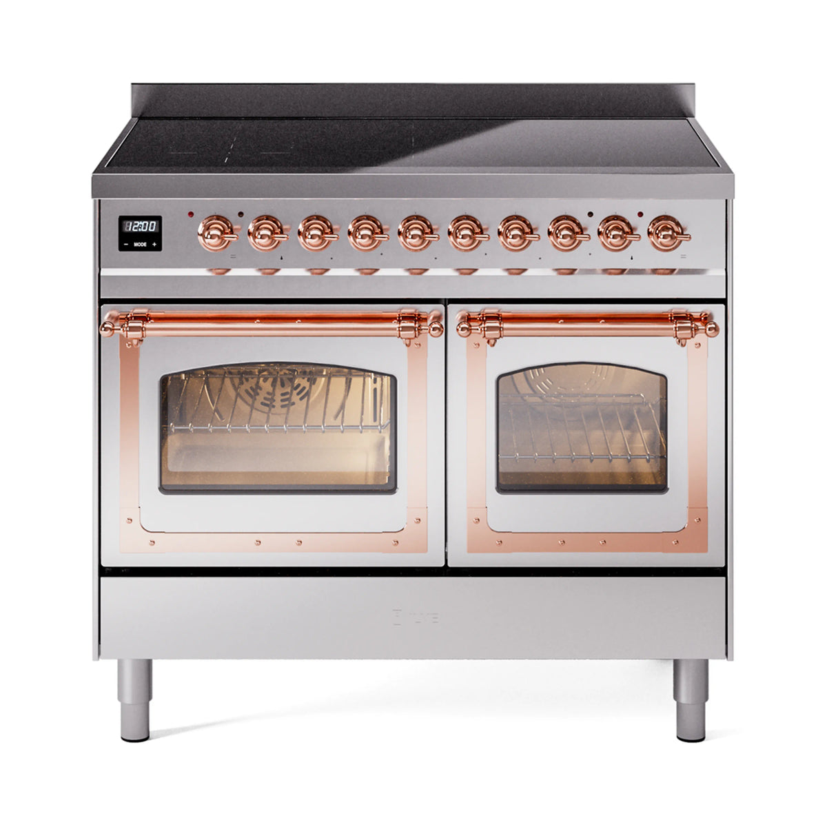 ILVE Nostalgie II Noblesse 40-Inch Induction Range, Triple Glass Door, Stainless Steel with Copper Trim (UNDI406NMPSSP)