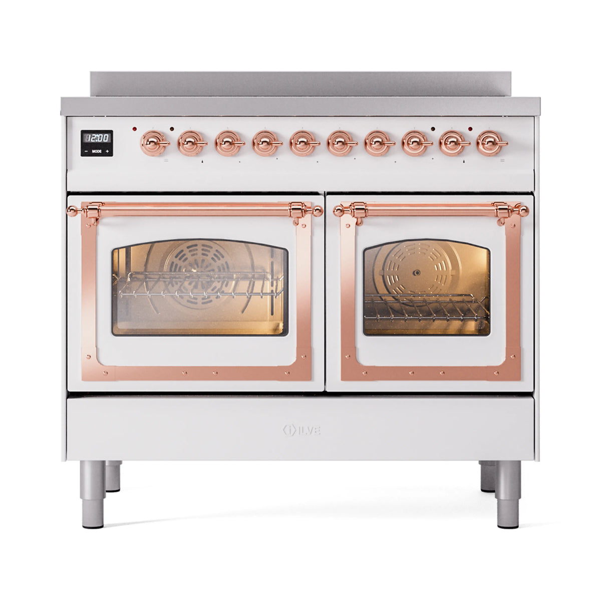 ILVE Nostalgie II Noblesse 40-Inch Induction Range, Triple Glass Door, White with Copper Trim (UNDI406NMPWHP)