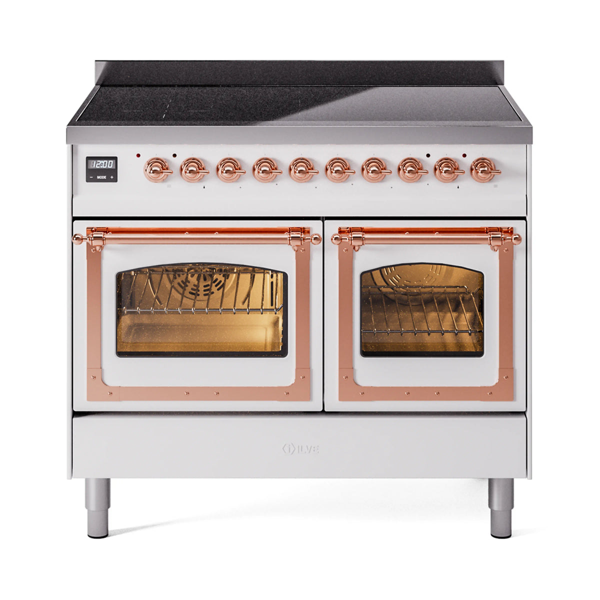 ILVE Nostalgie II Noblesse 40-Inch Induction Range, Triple Glass Door, White with Copper Trim (UNDI406NMPWHP)