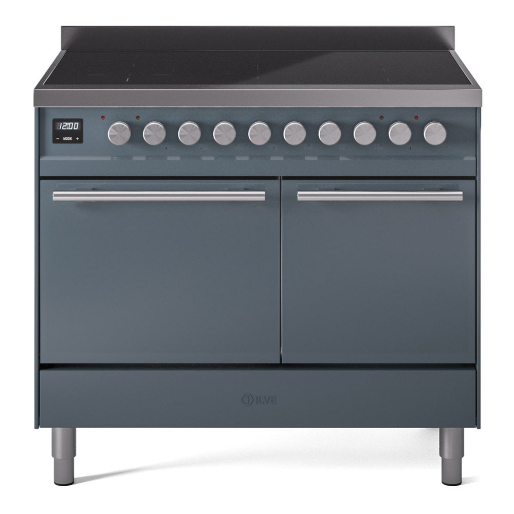 ILVE Professional Plus II 40-Inch Induction Range, Solid Door Oven, Blue Grey (UPDI406QMPBG)