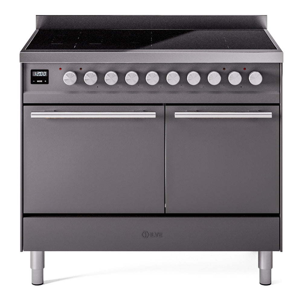 ILVE Professional Plus II 40-Inch Induction Range, Solid Door Oven, Matte Graphite (UPDI406QMPMG)