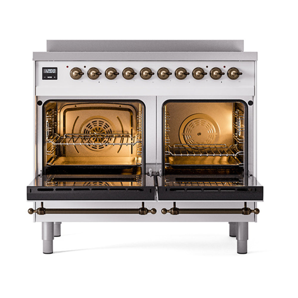 ILVE Nostalgie II 40-Inch Induction Range, Solid Door Oven, Custom RAL with Burnished Bronze Trim (UPDI406QNMPRAB)