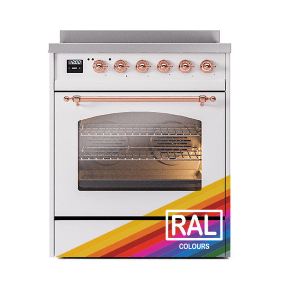 ILVE Nostalgie II 30-Inch Electric Induction Range, Freestanding, Custom RAL with Copper Trim (UPI304NMPRAP)