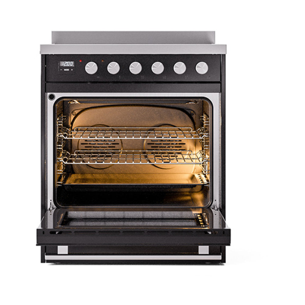 ILVE Professional Plus II 30-Inch Induction Range, Solid Door Oven, Glossy Black (UPI304QMPBK)