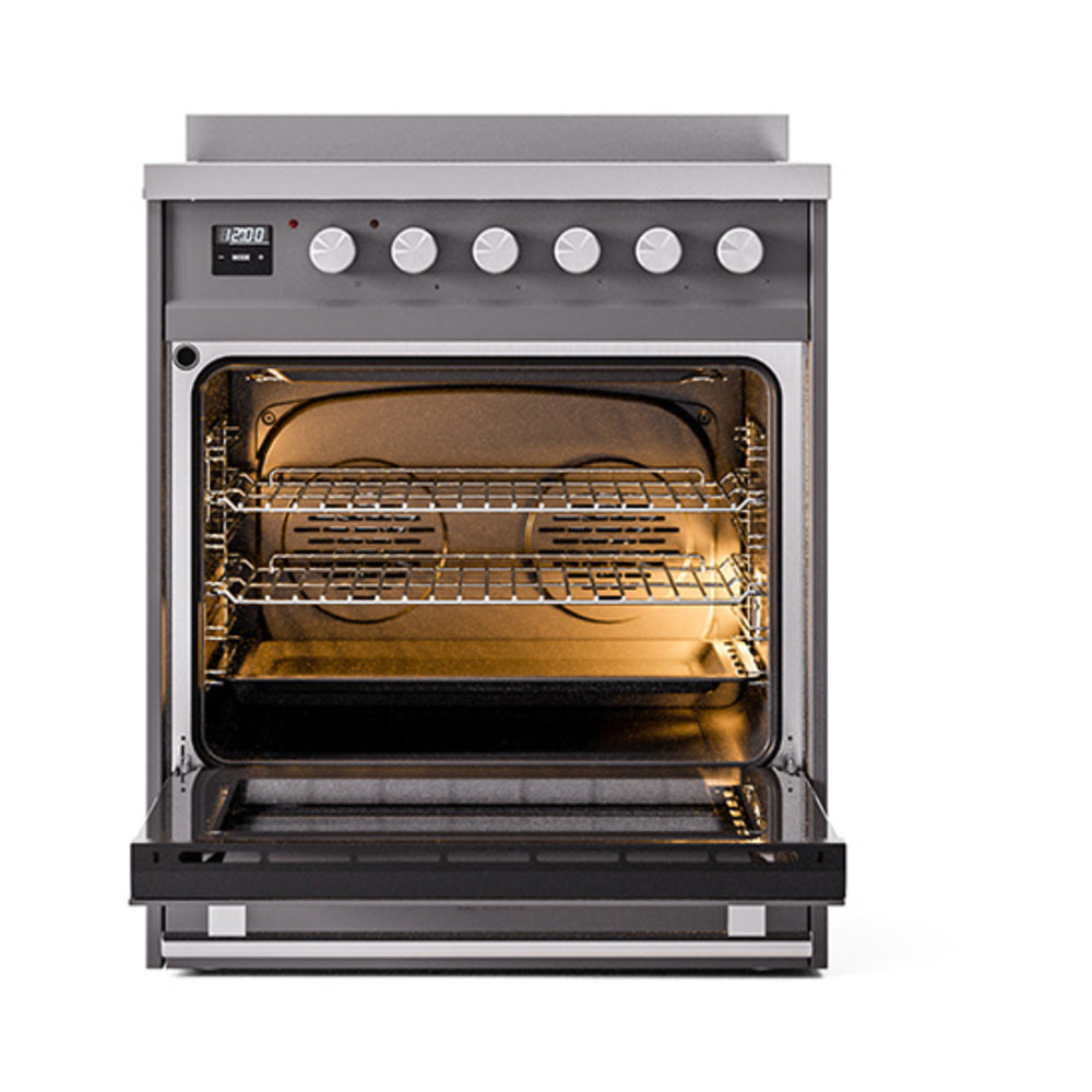 ILVE Professional Plus II 30-Inch Induction Range, Solid Door Oven, Matte Graphite (UPI304QMPMG)