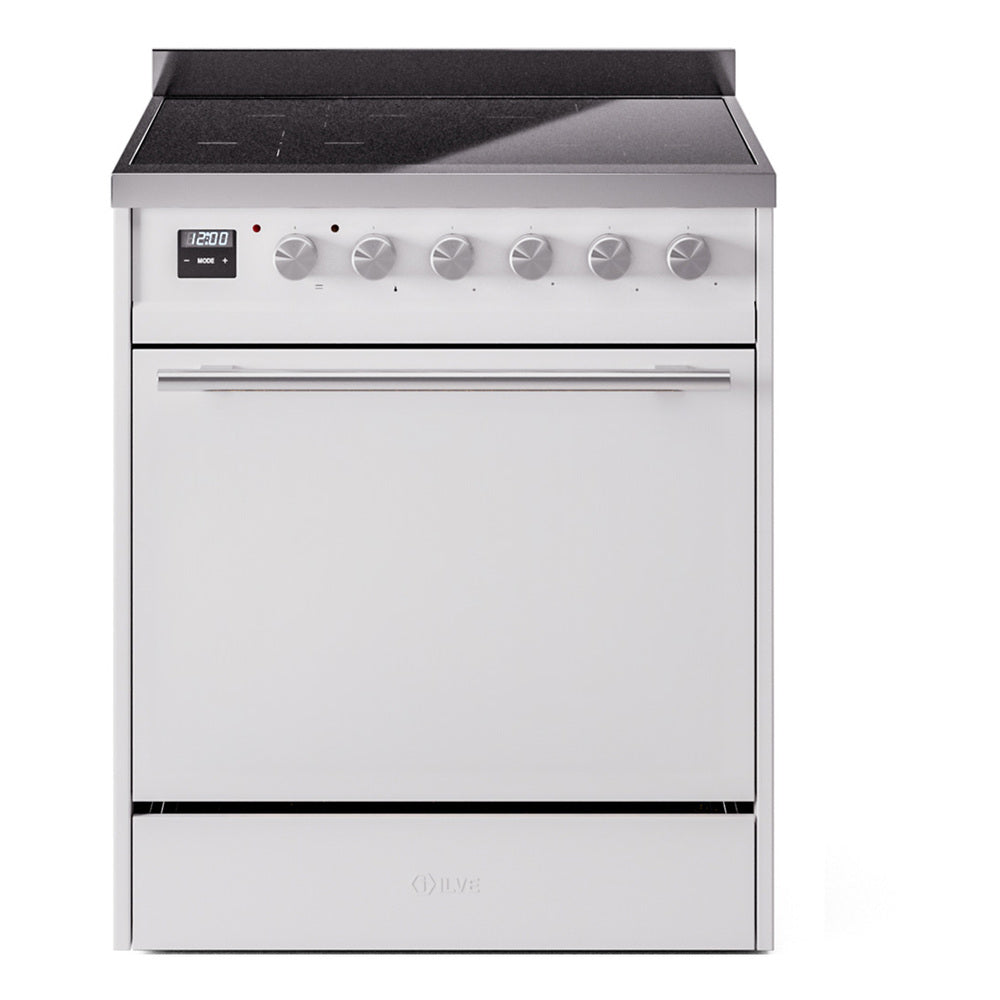 ILVE Professional Plus II 30-Inch Induction Range, Solid Door Oven, White (UPI304QMPWH)