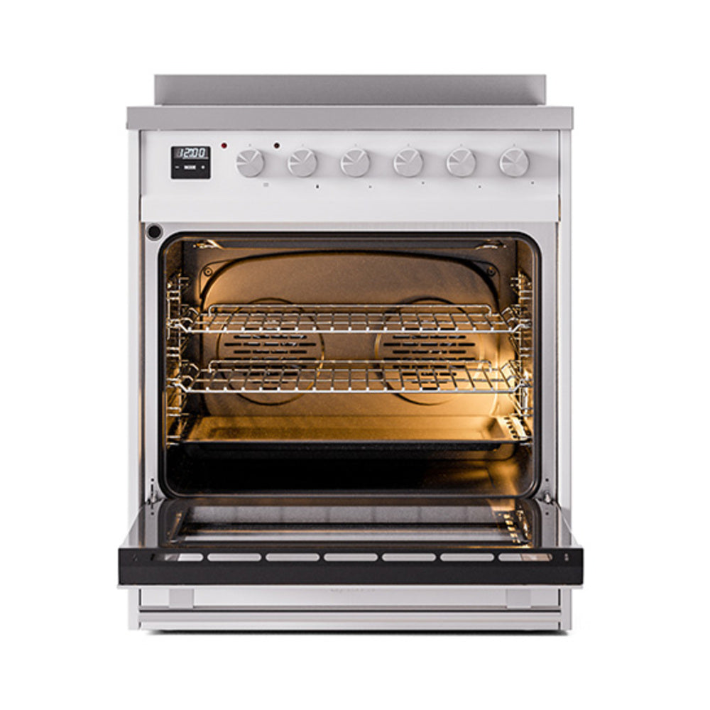 ILVE Professional Plus II 30-Inch Induction Range, Solid Door Oven, White (UPI304QMPWH)