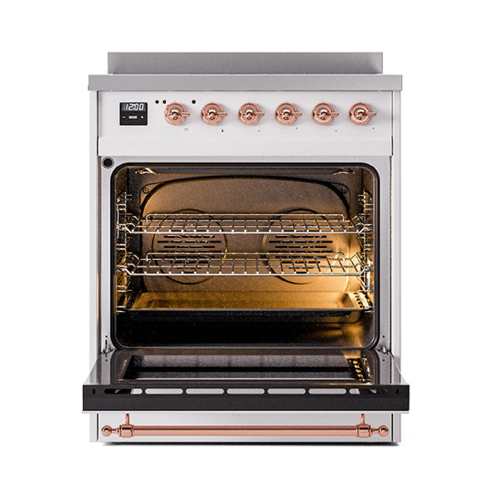 ILVE 30-Inch Nostalgie II Induction Range with Solid Door Oven in Custom RAL with Copper Trim (UPI304QNMPRAP)