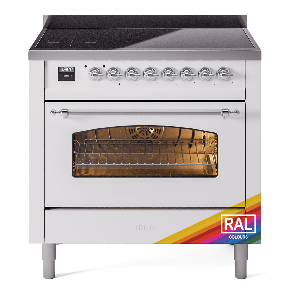ILVE Nostalgie II 36-Inch Freestanding Electric Induction Range, Custom RAL with Chrome Trim (UPI366NMPRAC)