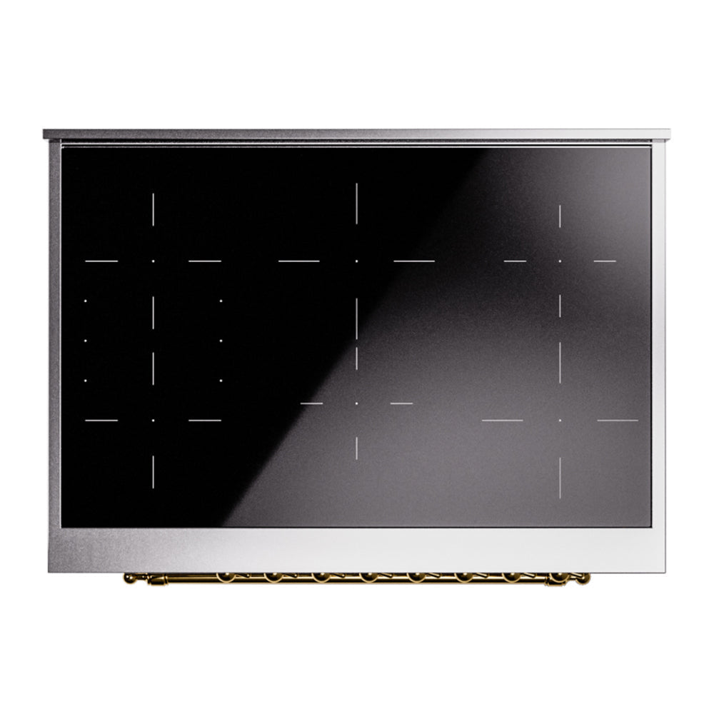 ILVE Nostalgie II 36-Inch Freestanding Electric Induction Range, Custom RAL with Brass Trim (UPI366NMPRAG)