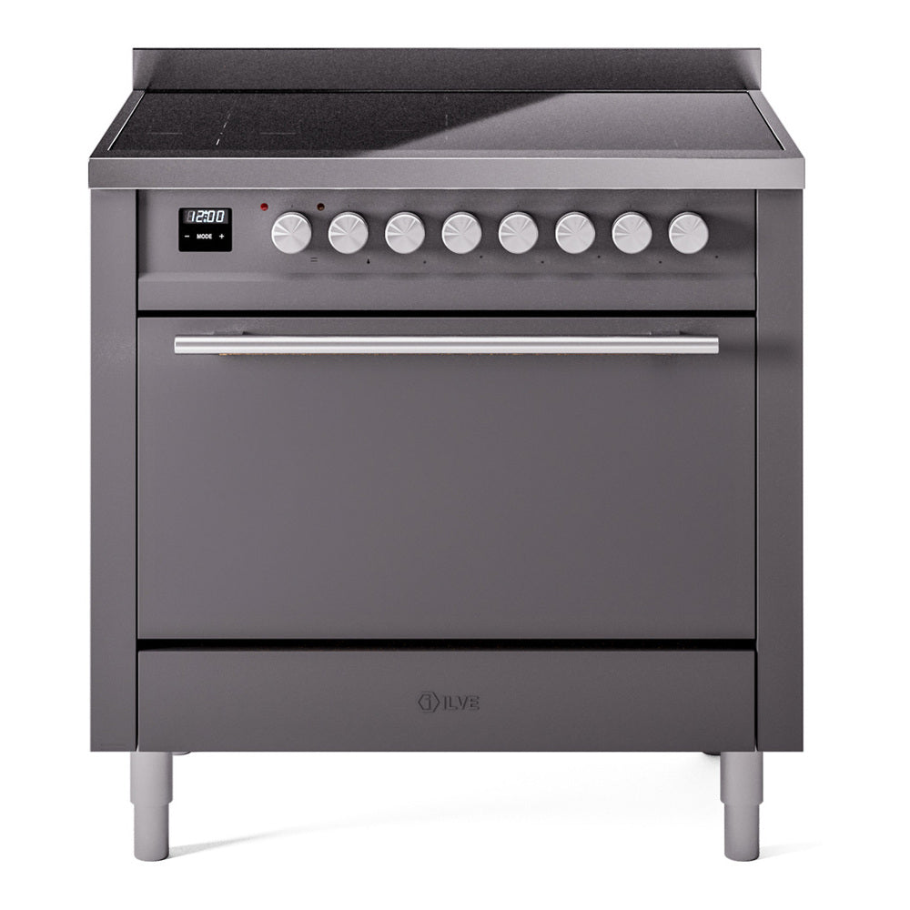 ILVE Professional Plus II 36-Inch Induction Range, Solid Door Oven, Matte Graphite (UPI366QMPMG)
