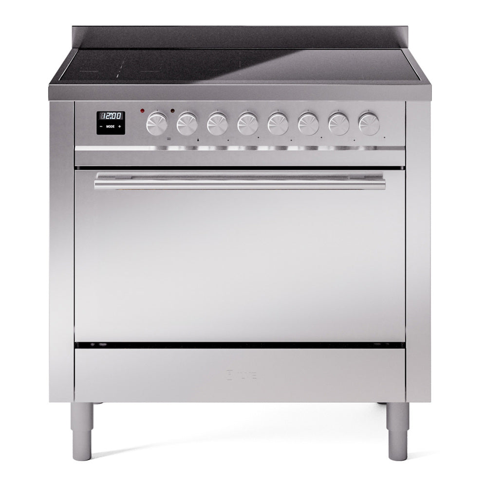ILVE Professional Plus II 36-Inch Induction Range, Solid Door Oven, Stainless Steel (UPI366QMPSS)