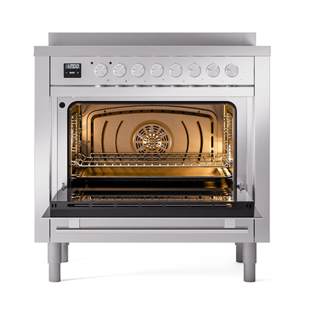 ILVE Professional Plus II 36-Inch Induction Range, Solid Door Oven, Stainless Steel (UPI366QMPSS)