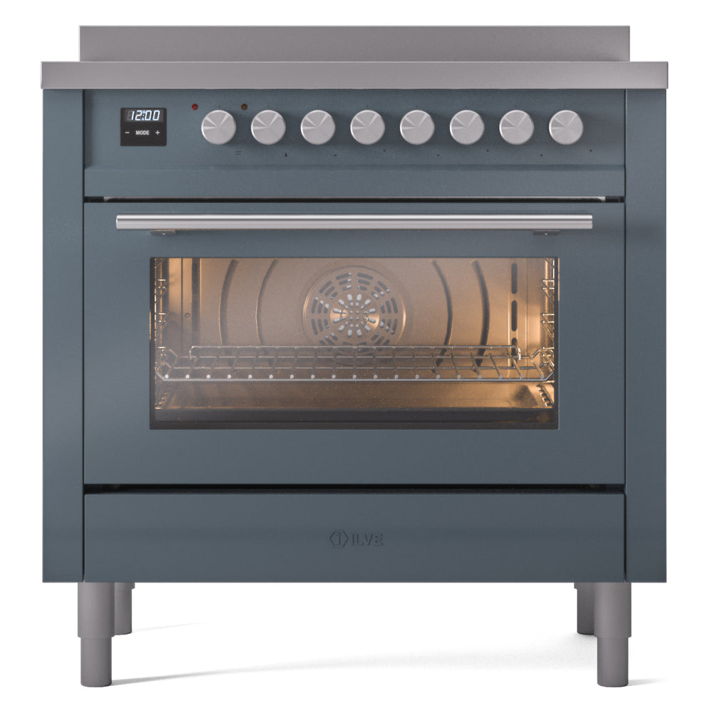 ILVE Professional Plus II 36-Inch Induction Range, Blue Grey (UPI366WMPBG)