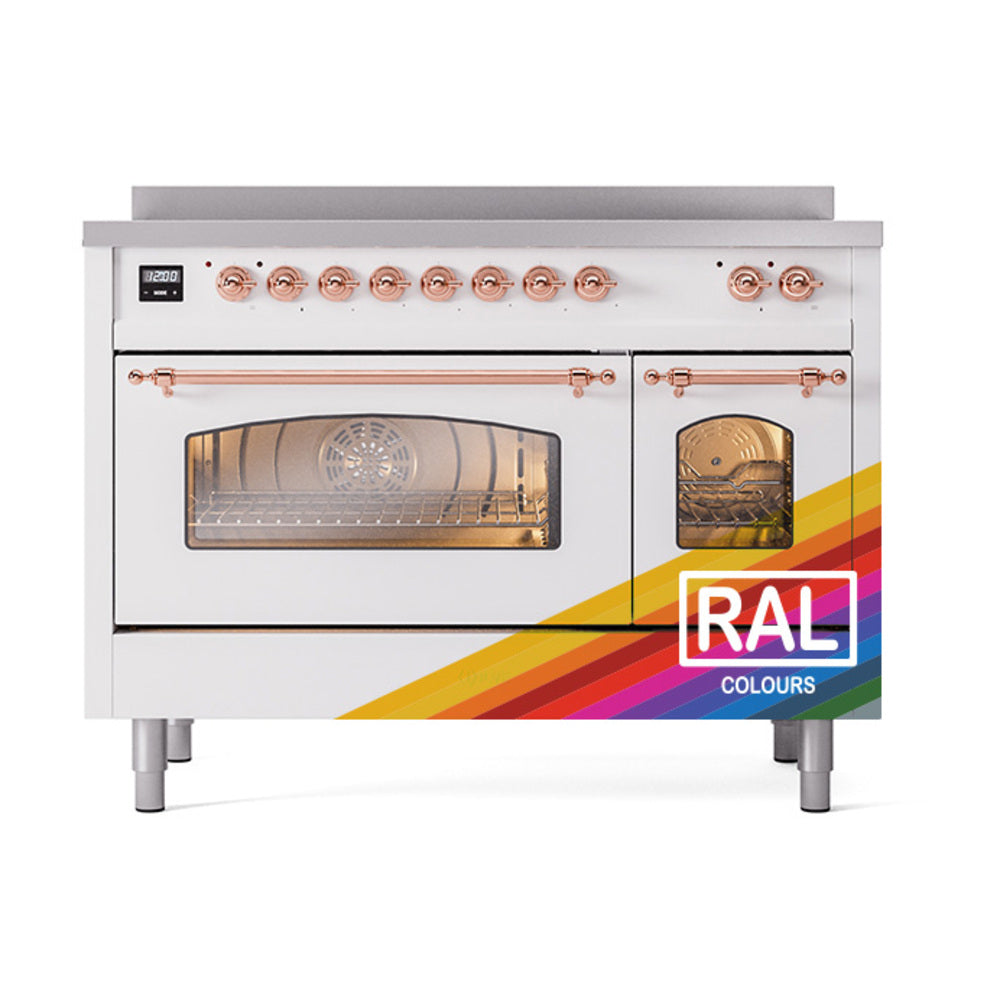 ILVE Nostalgie II 48-Inch Freestanding Electric Induction Range, Custom RAL with Copper Trim (UPI486NMPRAP)