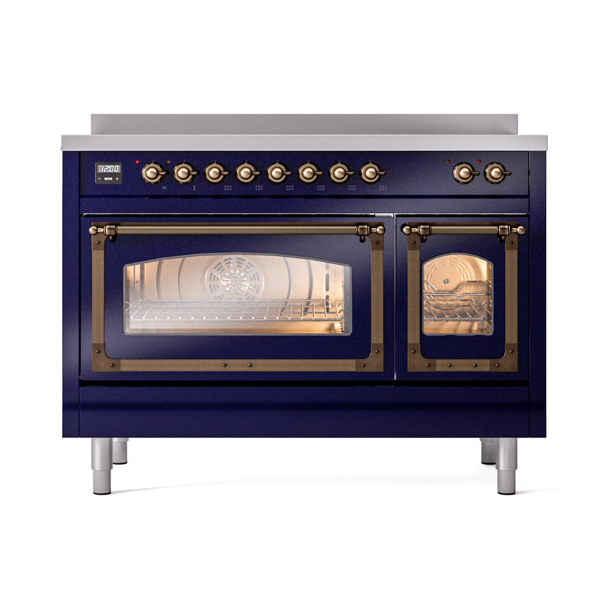 ILVE Nostalgie II Noblesse 48-Inch Induction Range, Triple Glass Door, Midnight Blue with Burnished Bronze Trim (UNI486NMPMBB)