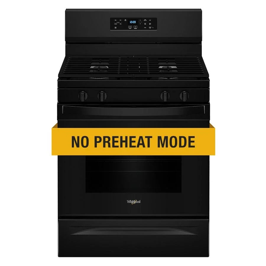 Whirlpool WFGS3530RB 30-inch Self Clean Gas Range with No Preheat Mode Black