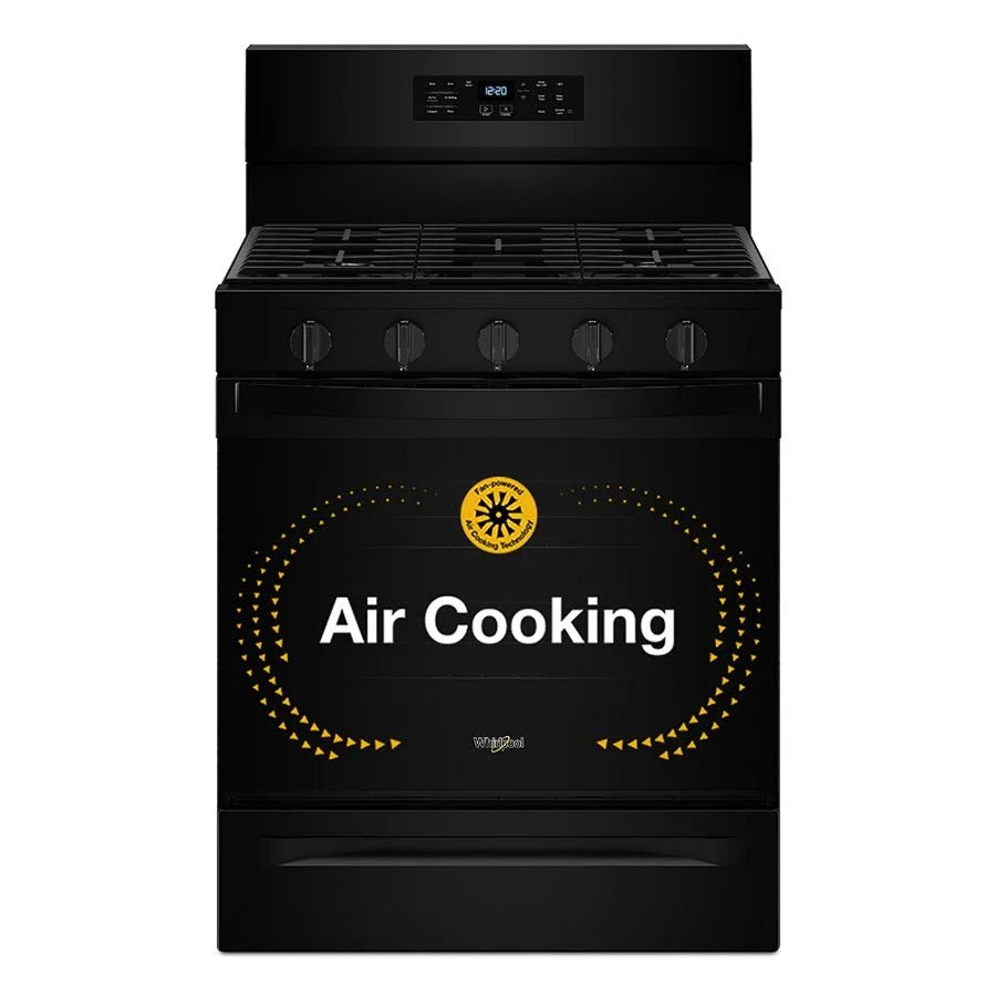 Whirlpool WFGS5030RB 30-inch Gas Range with Air Cooking Technology, No Preheat Air Fry and Air Baking and Self Clean Black