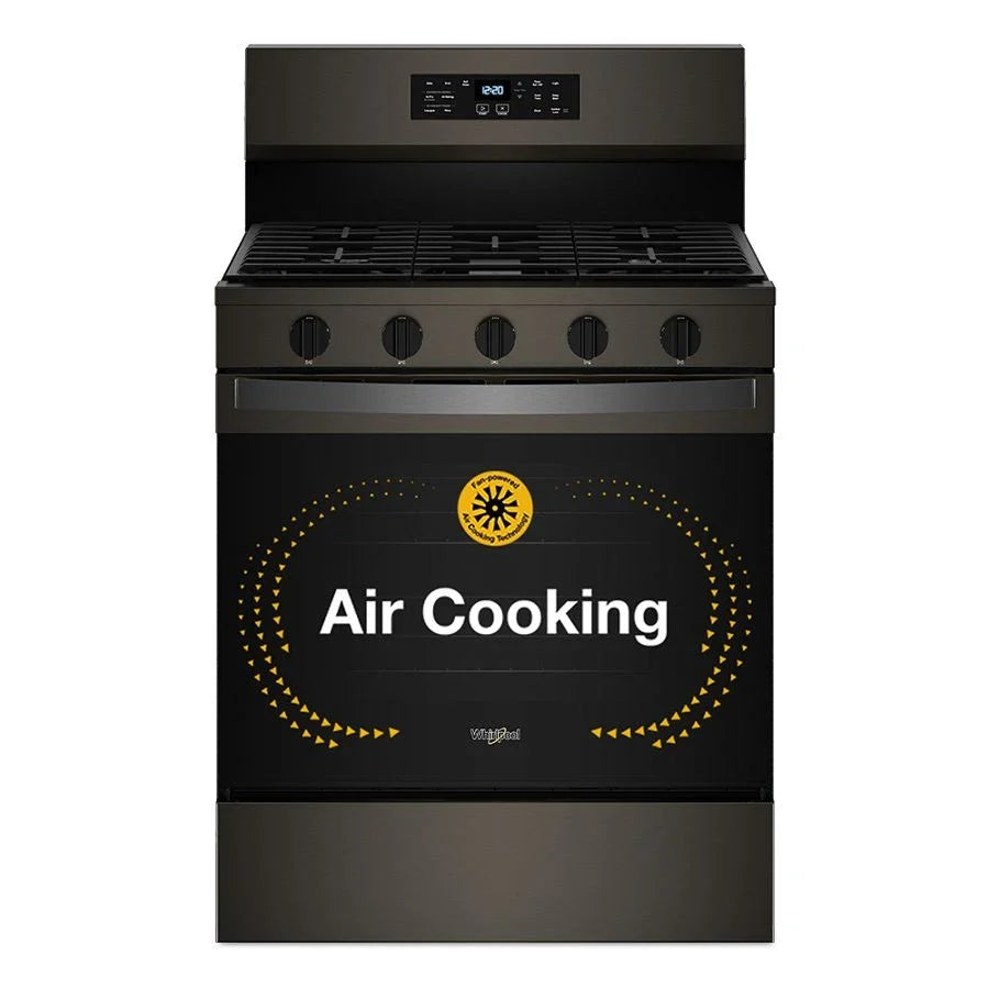 Whirlpool WFGS5030RV 30-inch Gas Range with Air Cooking Technology, No Preheat Air Fry and Air Baking and Self Clean Black Stainless