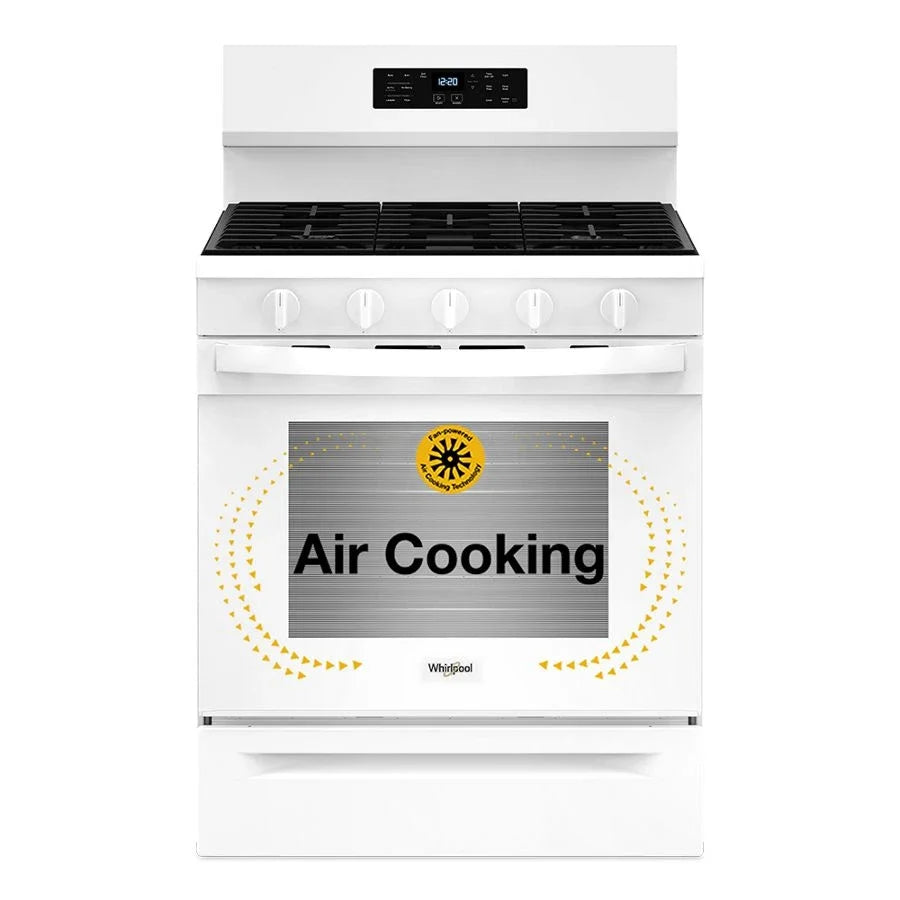 Whirlpool WFGS5030RW 30-inch Gas Range with Air Cooking Technology, No Preheat Air Fry and Air Baking and Self Clean White