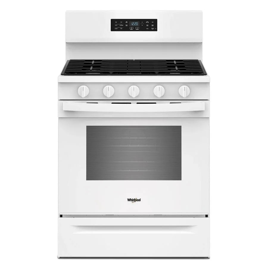 Whirlpool WFGS5730SW 30-inch Gas Range with Air Cooking Technology and EZ-2-Lift™ Hinged Grates White