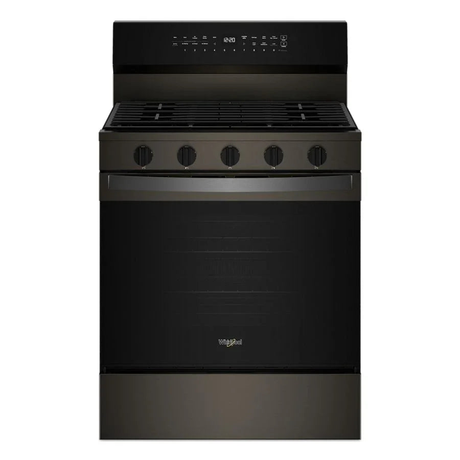 Whirlpool WFGS7530RV 30-inch Smart Gas Range with Air Cooking Technology, No Preheat Air Fry, Steam/Self Clean and High Speed Preheat Black Stainless