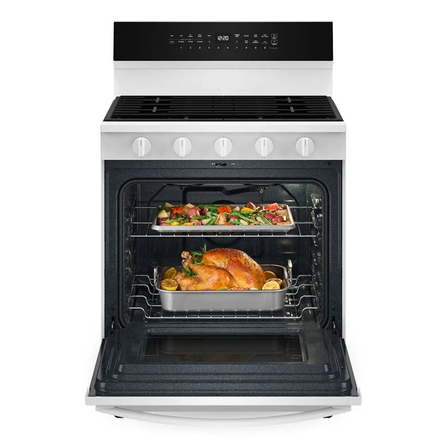 Whirlpool WFGS7530RW 30-inch Smart Gas Range with Air Cooking Technology, No Preheat Air Fry, Steam/Self Clean and High Speed Preheat White