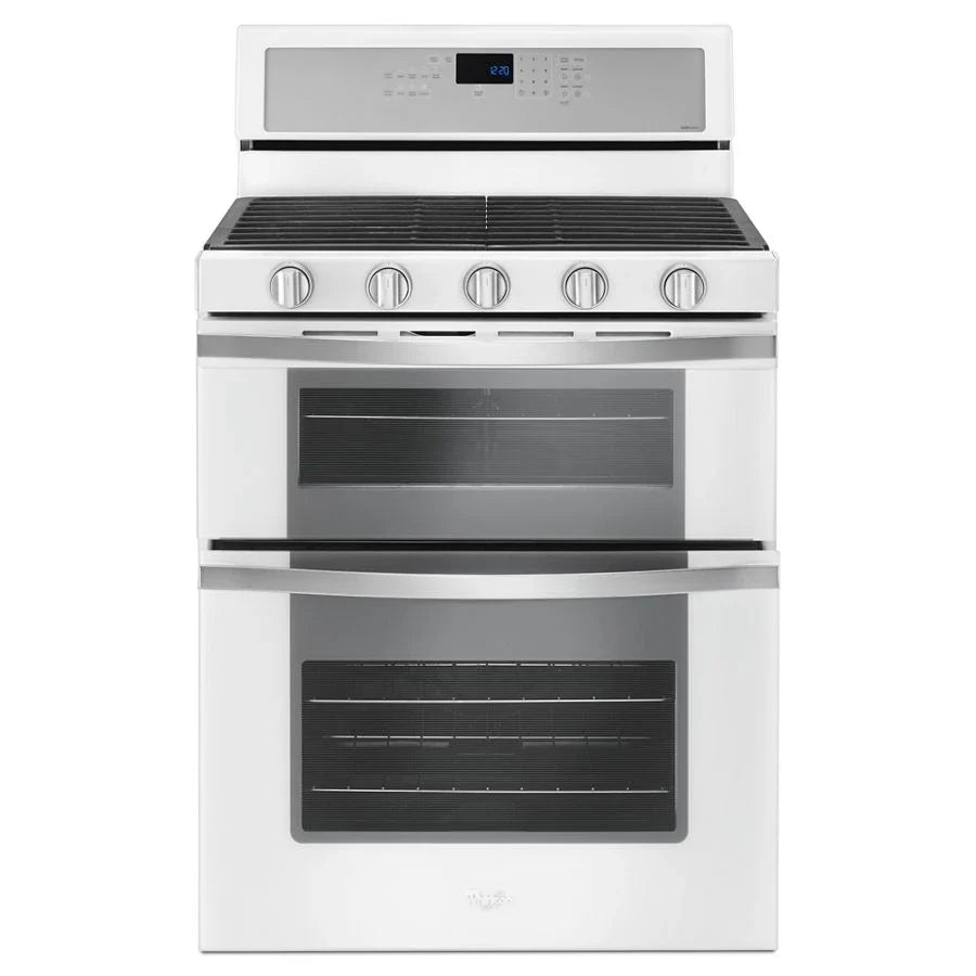 Whirlpool WGG745S0FH 6.0 Cu. Ft. Gas Double Oven Range with EZ-2-Lift™ Hinged Grates White Ice