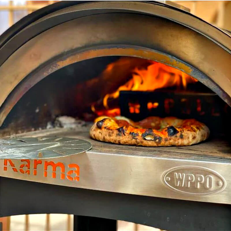 WPPO Karma 25-Inch Wood Fired Pizza Oven, Black Cart, Red (WKK-01S-WS-RED)