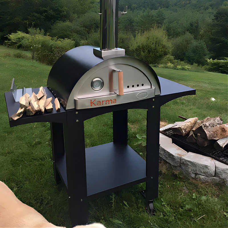 WPPO Karma 25-Inch Wood Fired Pizza Oven, Black Cart, Black (WKK-01S-WS-BLACK)