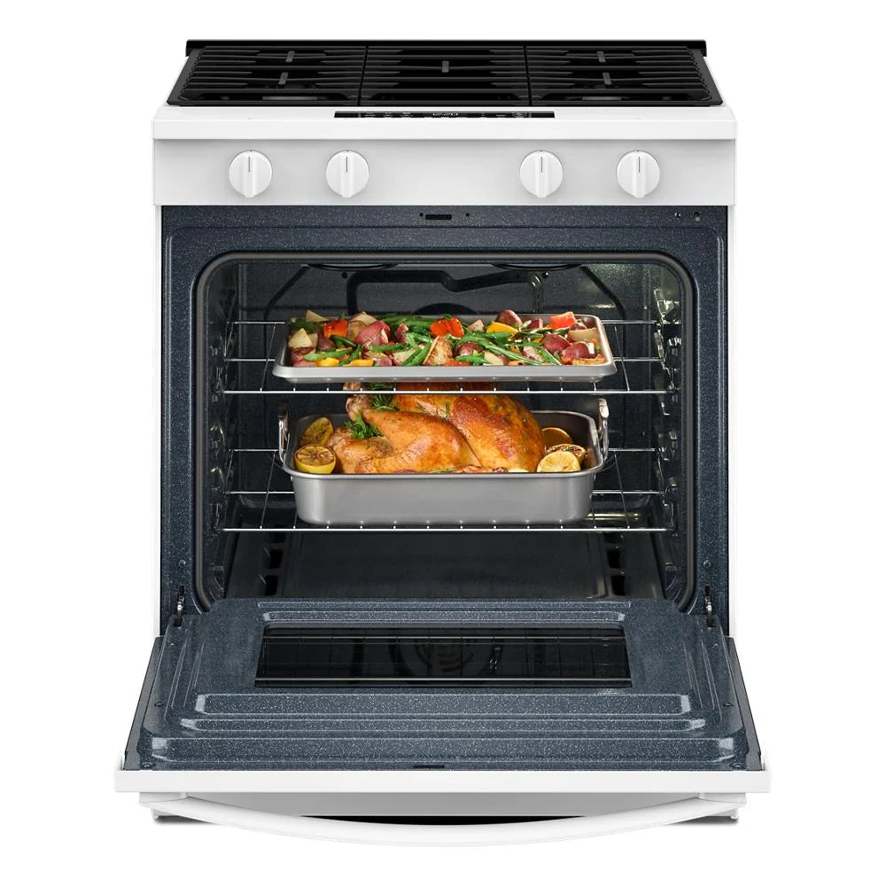 Whirlpool WSGS4530TW 30-inch Gas Smart Range with Air Cooking Technology and Steam Clean White