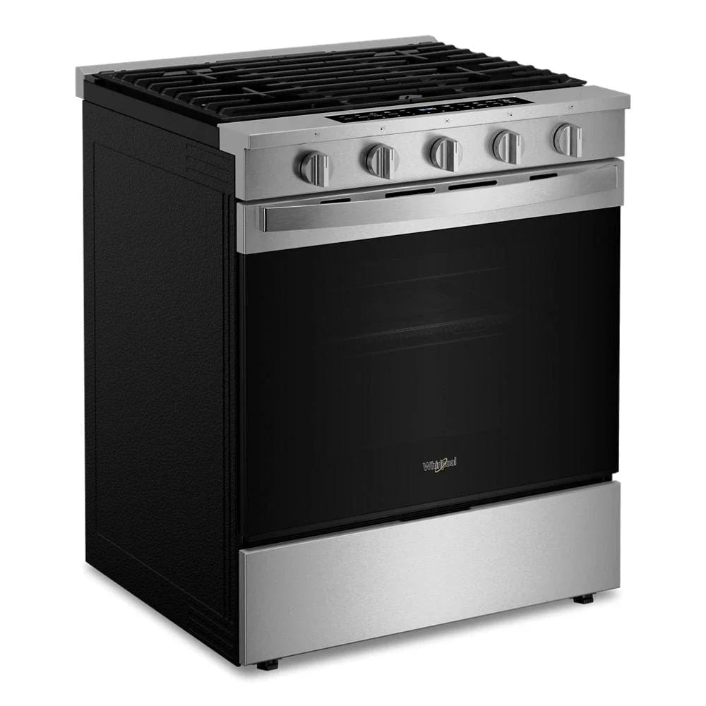 Whirlpool WSGS7530RZ 30-inch Smart Slide In Gas Range with Air Cooking Technology, No Preheat Air Fry, Steam/Self Clean and High Speed Preheat Fingerprint Resistant Stainless Steel