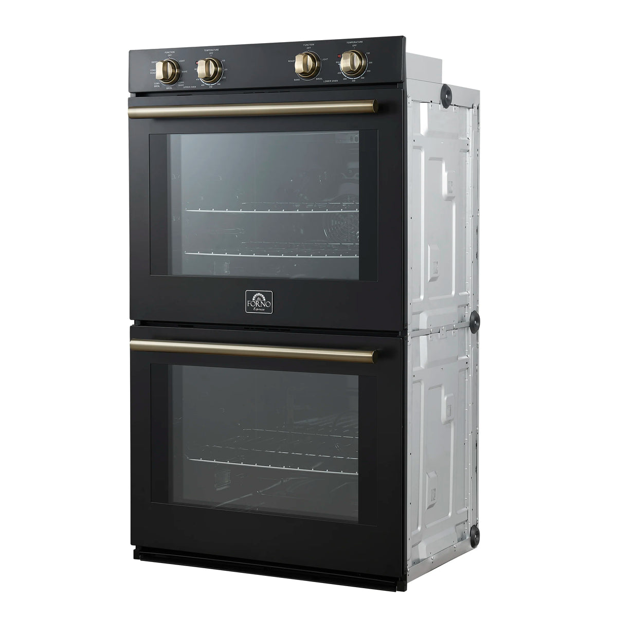 Forno Vomero 30-Inch Double Wall Oven with 10 cu.ft Total Capacity in Black with Stainless Steel Handle (FBOEL1324-30BLK)