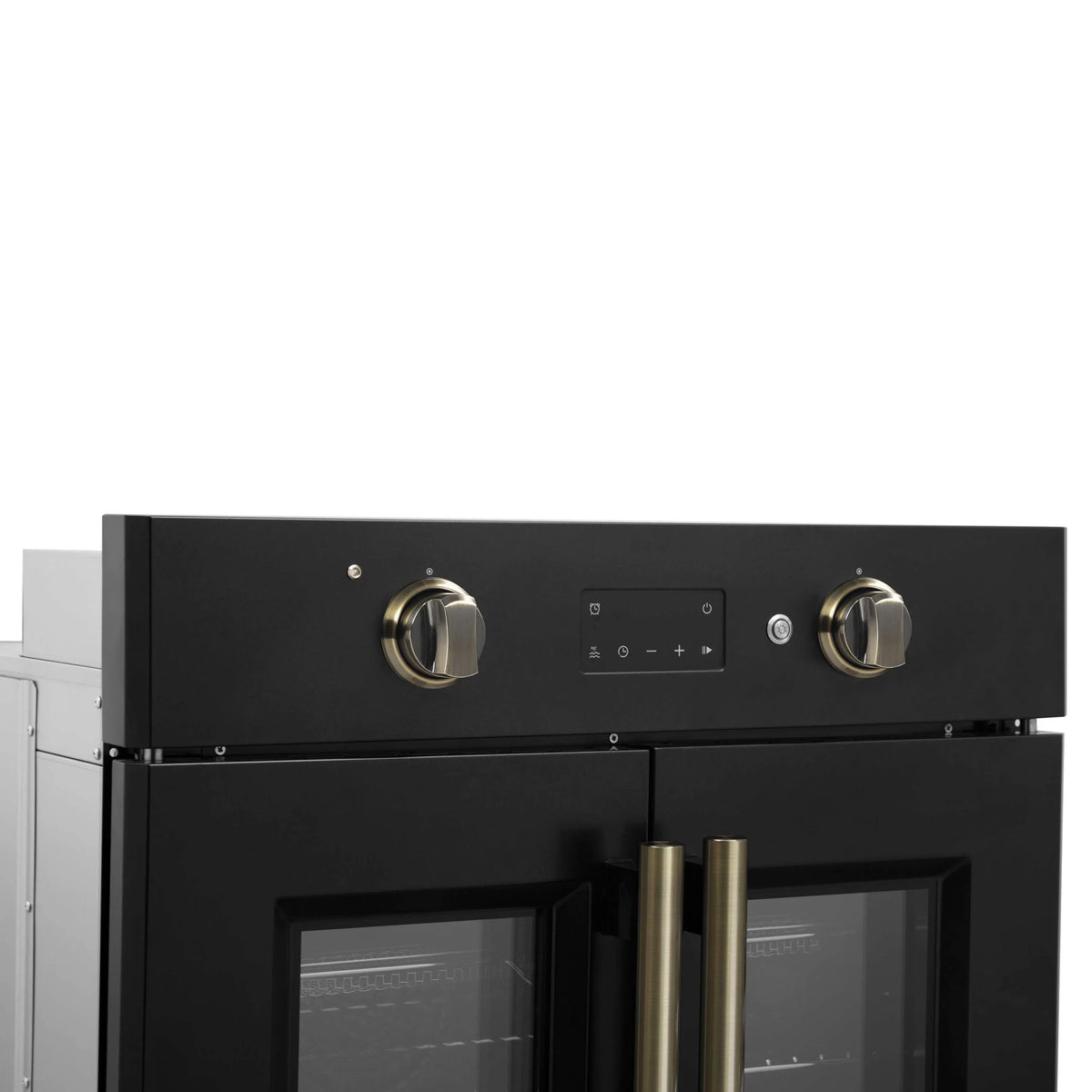 Forno Asti 30-Inch Built-In French Door Electric Wall Oven, Black with Antique Brass Trim (FBOEL1333-30BLK)