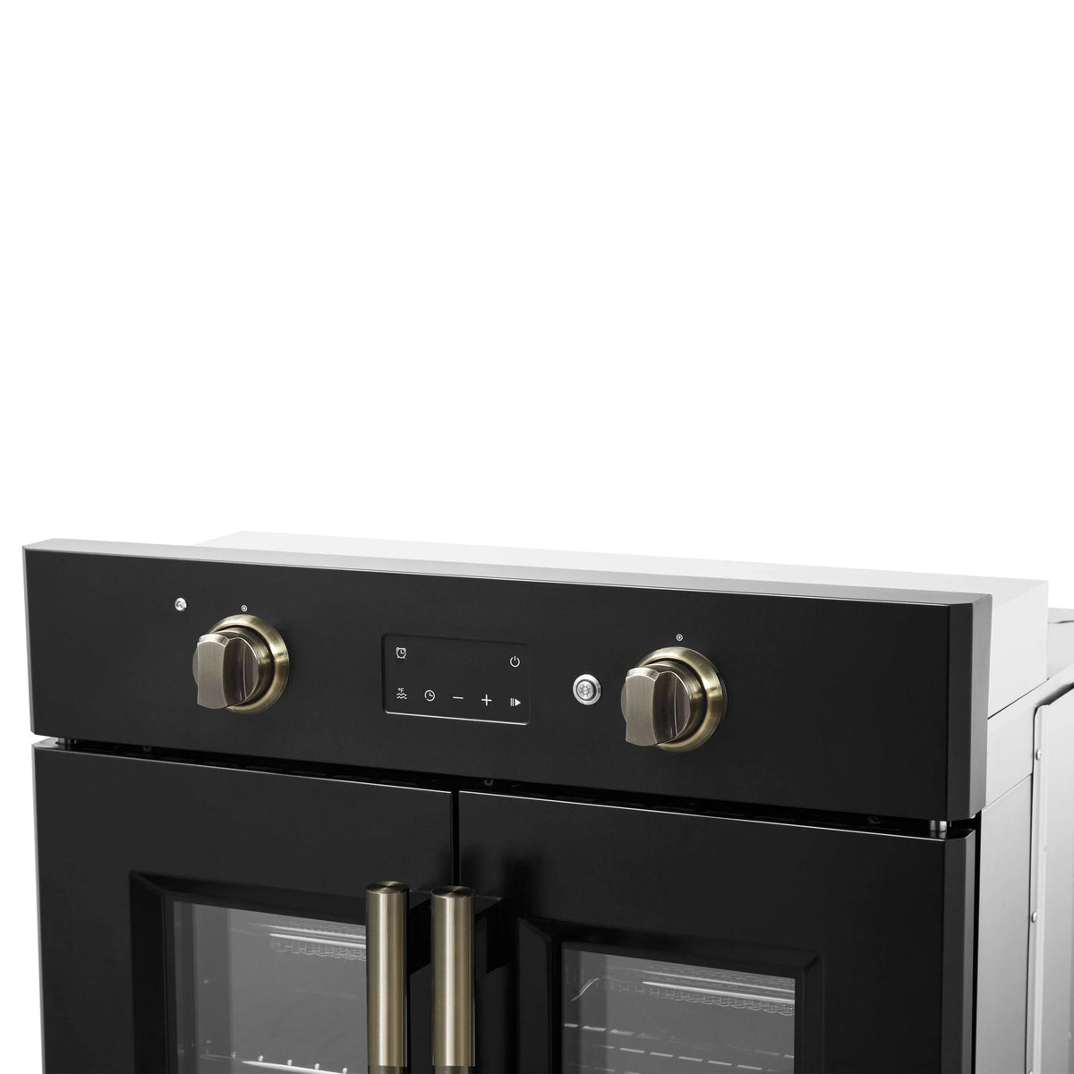 Forno Asti 30-Inch Built-In French Door Electric Wall Oven, Black with Antique Brass Trim (FBOEL1333-30BLK)