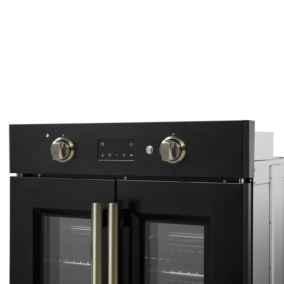 Forno Asti 30-Inch Built-In French Door Electric Wall Oven, Black with Antique Brass Trim (FBOEL1333-30BLK)