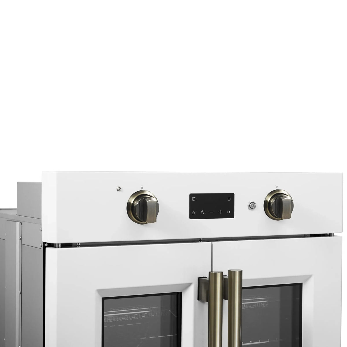 Forno Asti 30-Inch Built-In French Door Electric Wall Oven, White with Antique Brass Handles (FBOEL1333-30WHT)