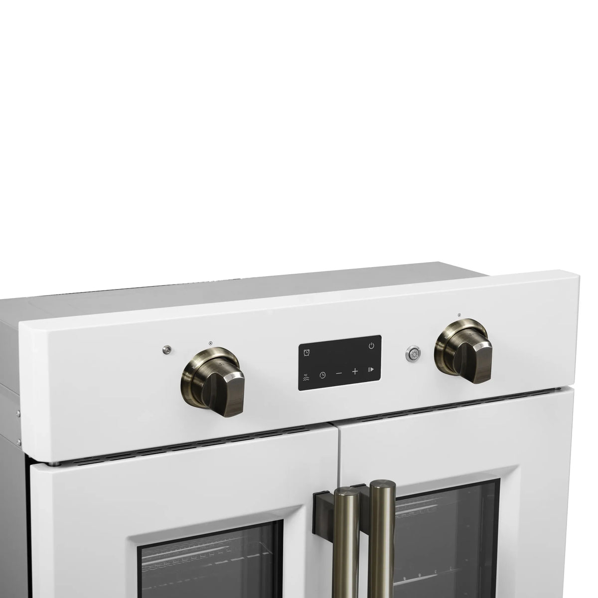 Forno Asti 30-Inch Built-In French Door Electric Wall Oven, White with Antique Brass Handles (FBOEL1333-30WHT)