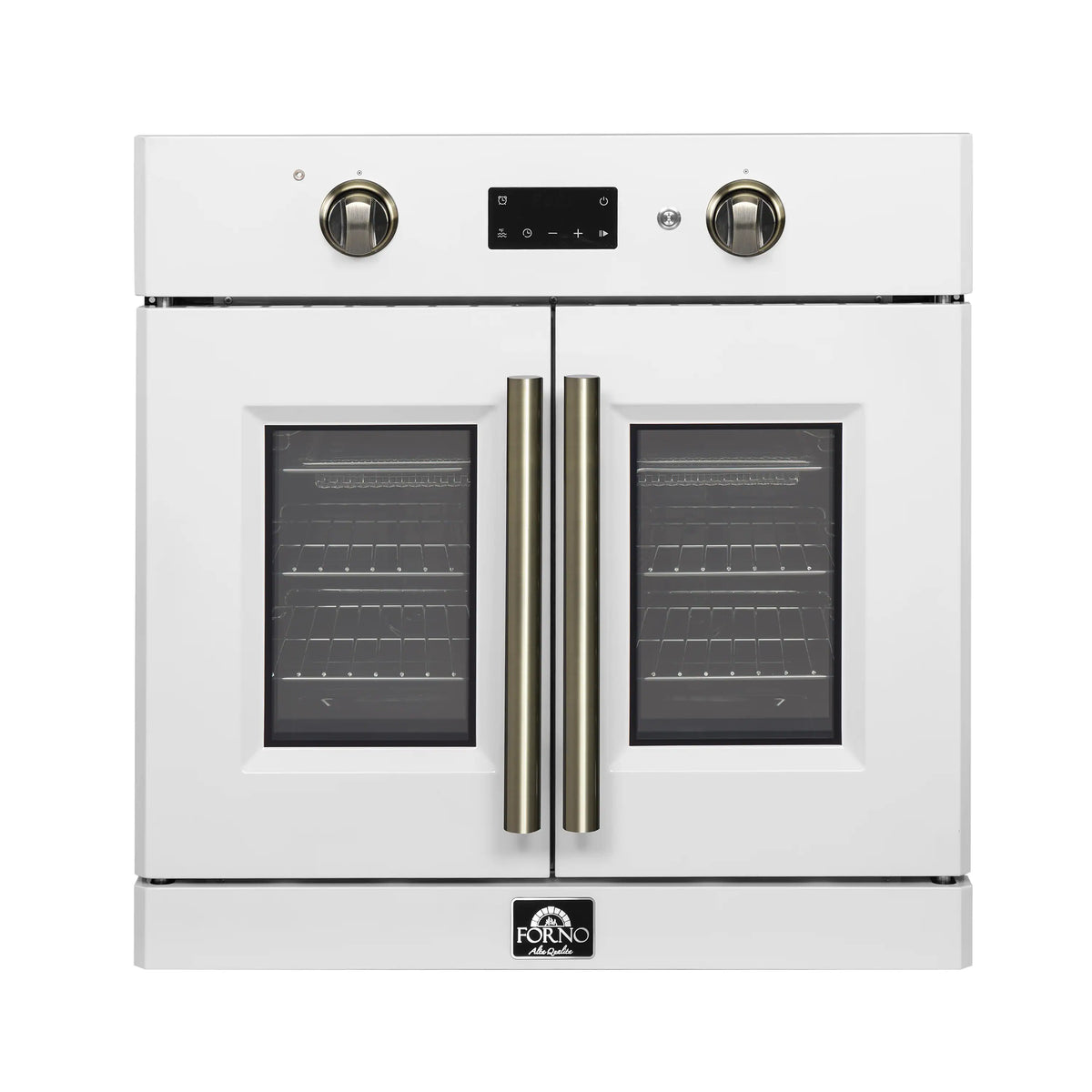 Forno 2-Piece Appliance Package - 30-Inch Single Wall Oven and 30-Inch Microwave in White with Antique Brass Trim (FBDL-025-02CAUS)