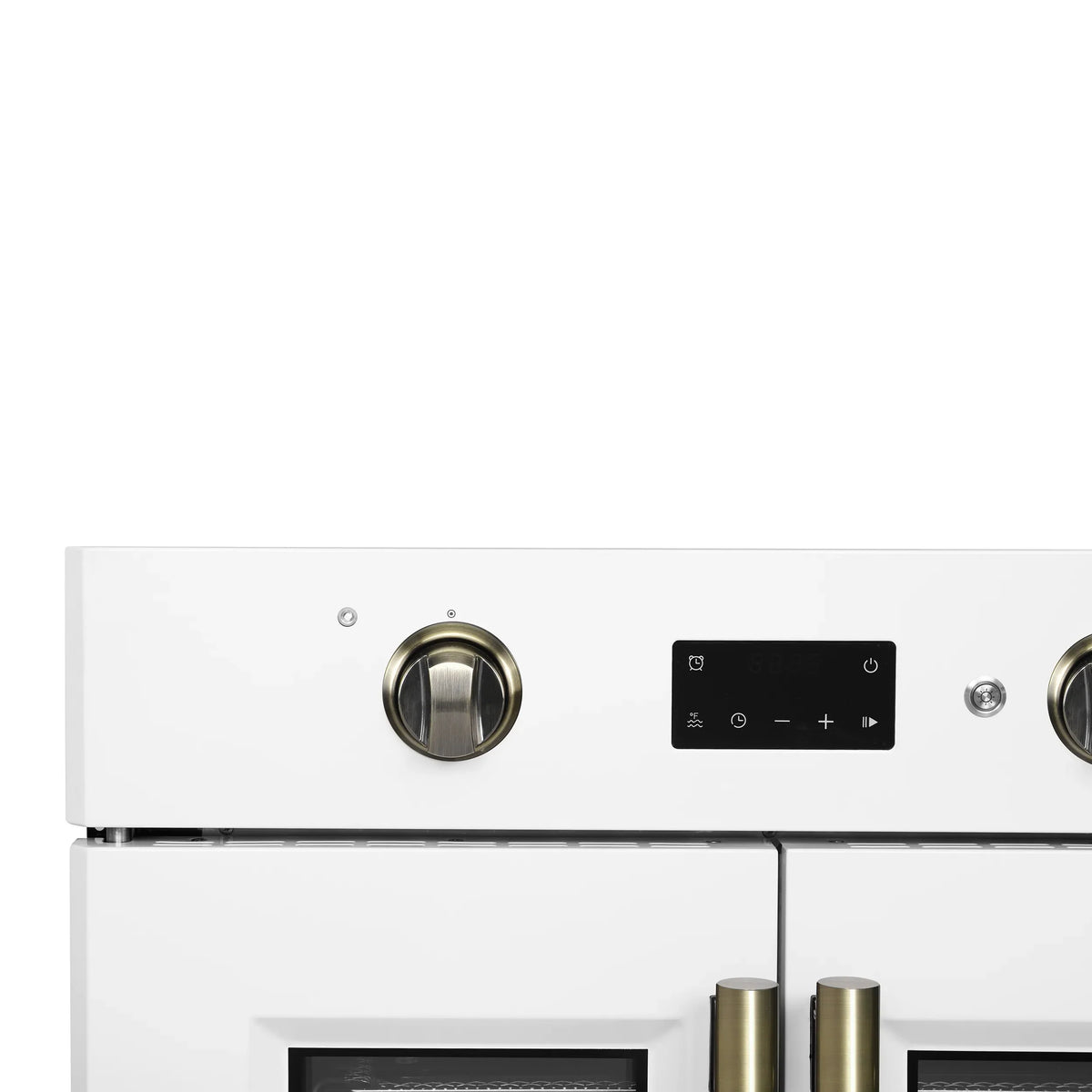 Forno Asti 30-Inch Built-In French Door Electric Wall Oven, White with Antique Brass Handles (FBOEL1333-30WHT)