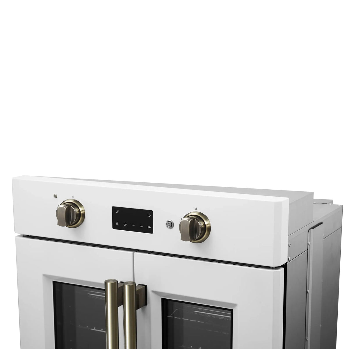 Forno Asti 30-Inch Built-In French Door Electric Wall Oven, White with Antique Brass Handles (FBOEL1333-30WHT)