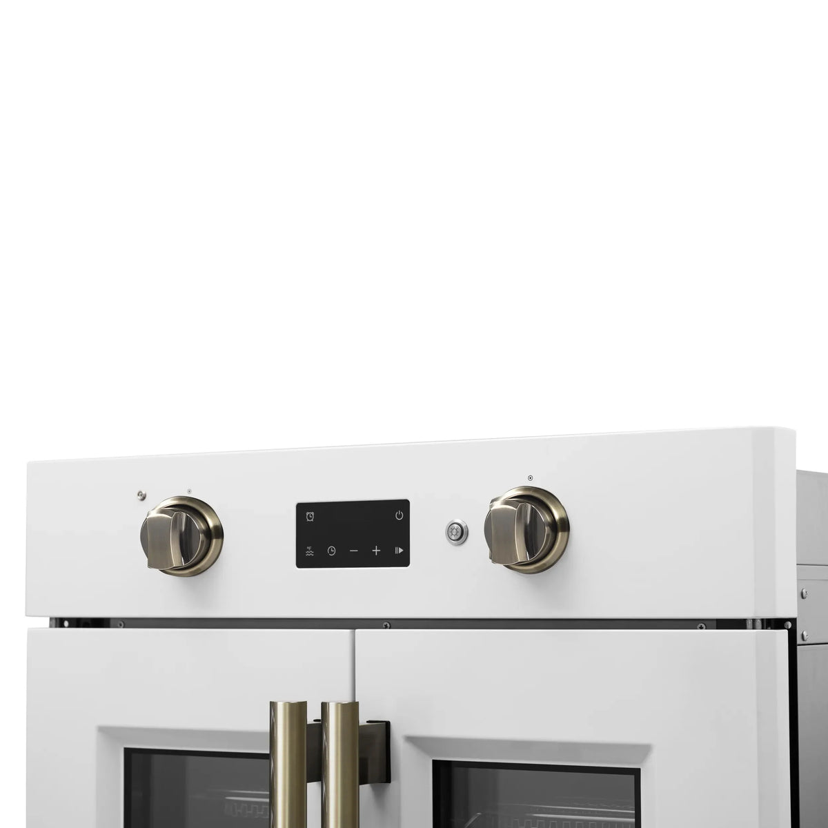 Forno Asti 30-Inch Built-In French Door Electric Wall Oven, White with Antique Brass Handles (FBOEL1333-30WHT)