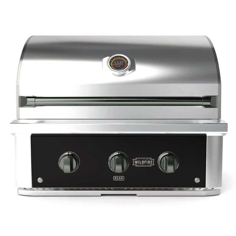Wildfire Ranch Pro 30 Inch Black 304 Stainless Steel Built In Gas Grill - Chrome Black Accents